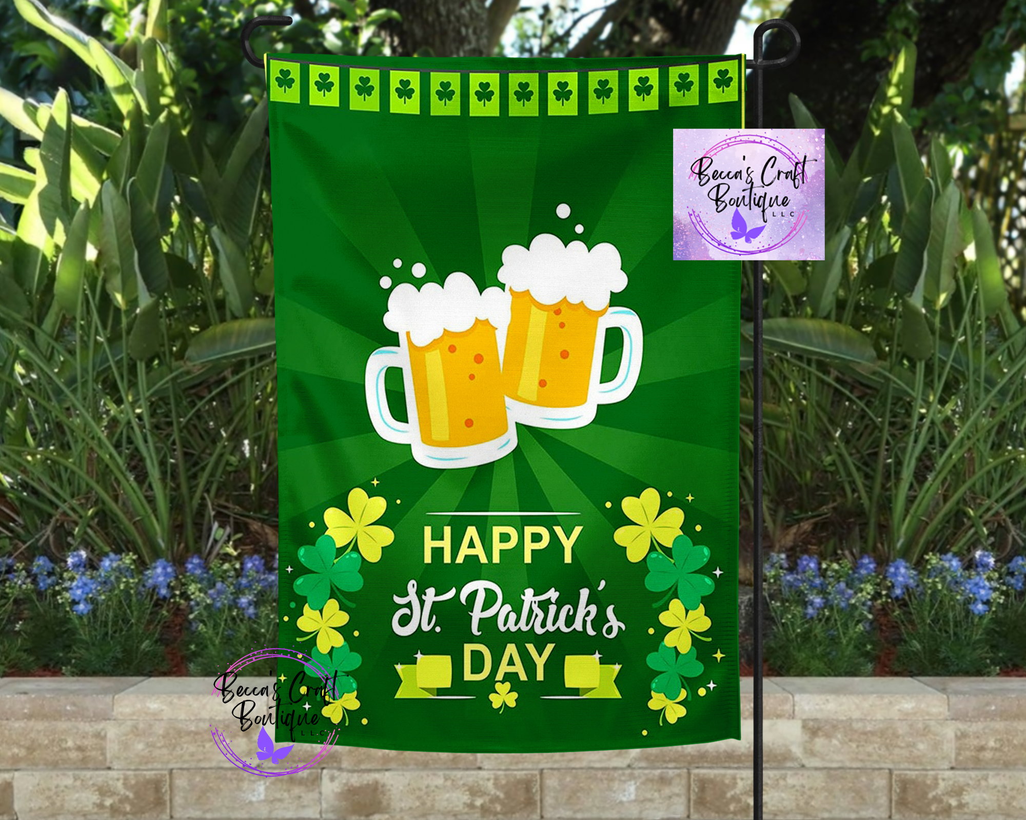 St. Patricks Day Beer garden flag