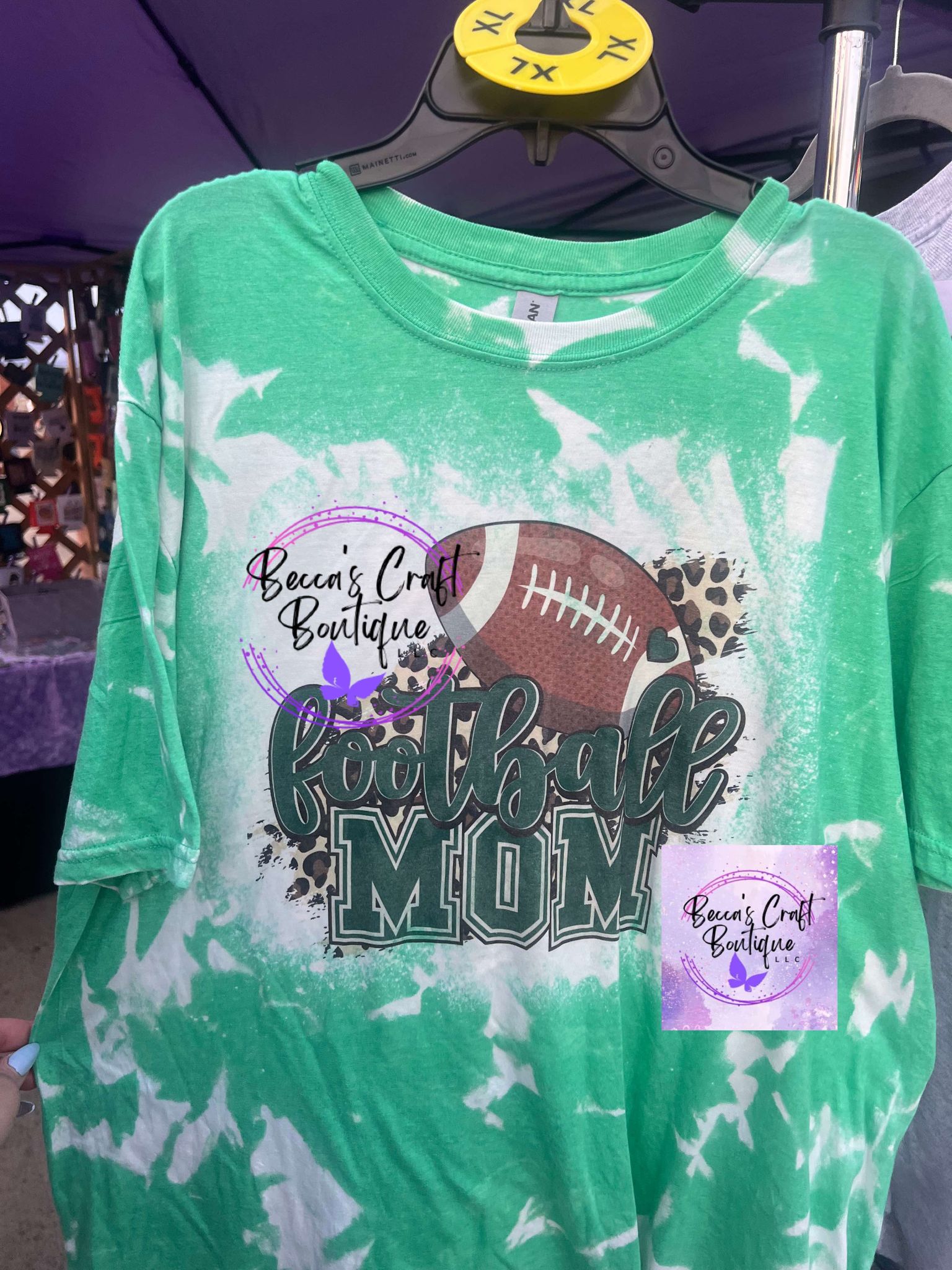 Football Mom Bleached T-Shirt **READY TO SHIP**