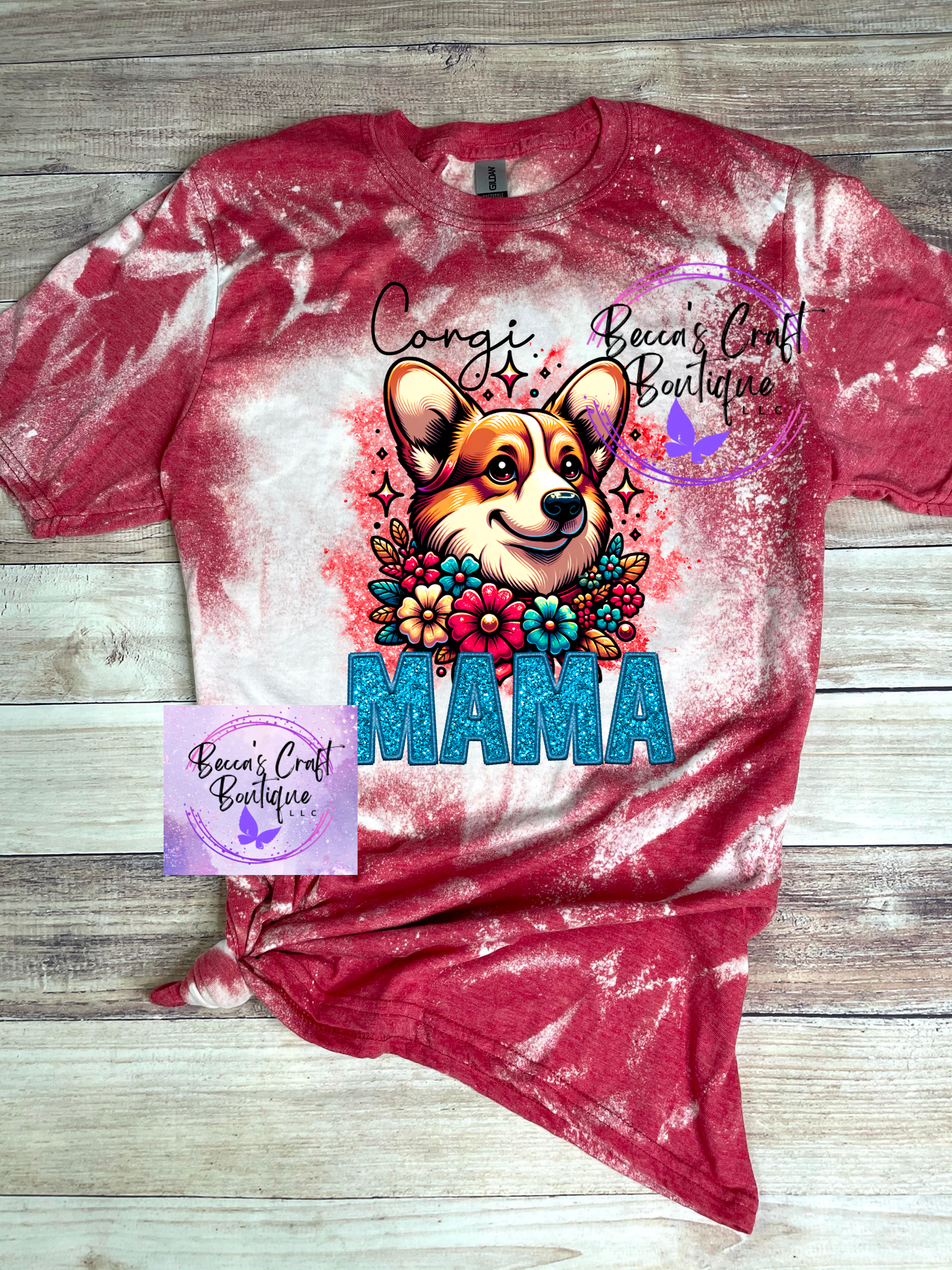 Corgi Mama Bleached T-shirt