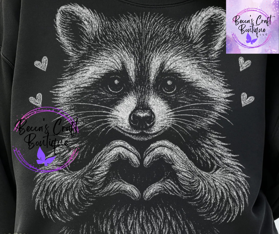 Raccoon Valentines day heart animal sweatshirt