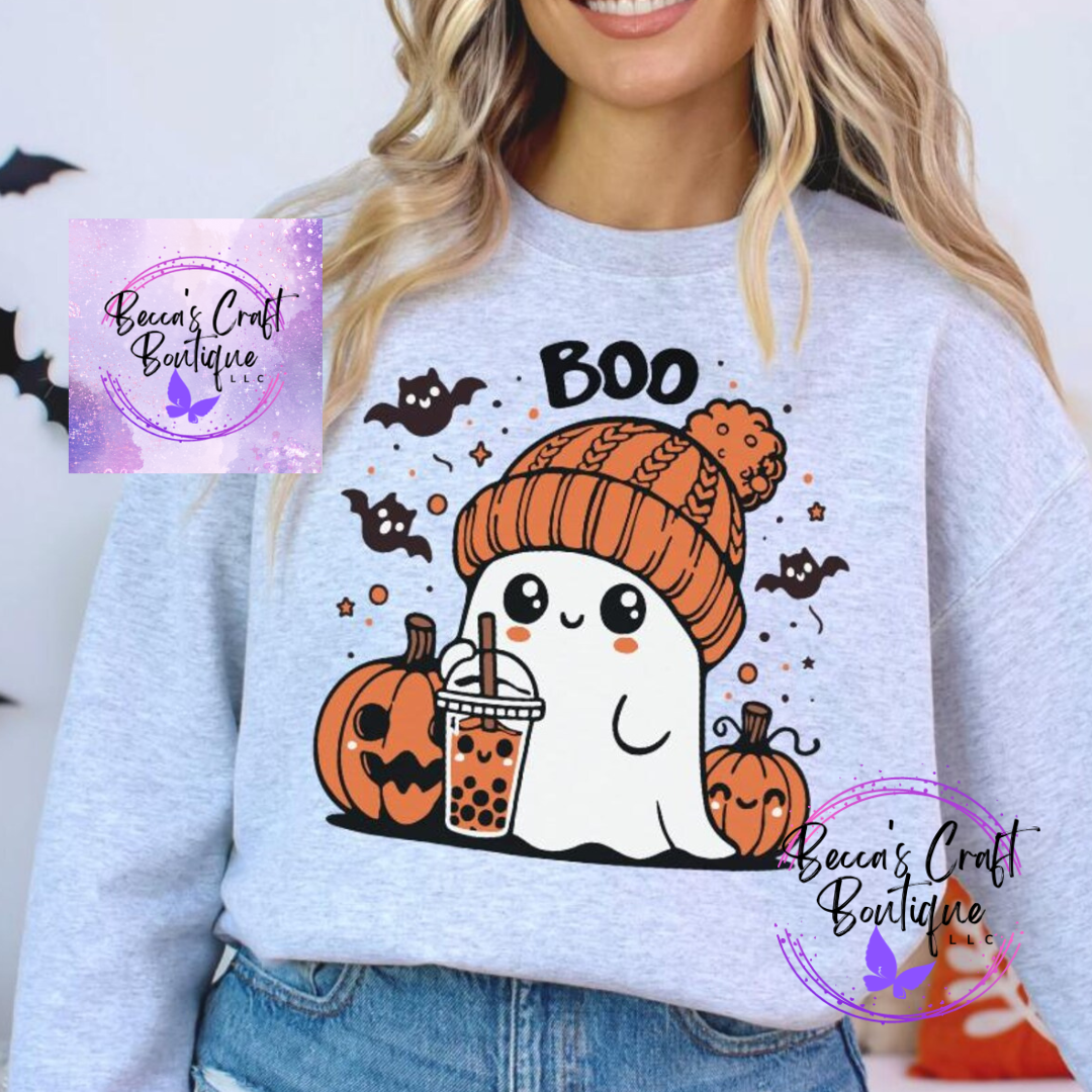 Boo ghost Halloween crewneck sweatshirt t-shirt