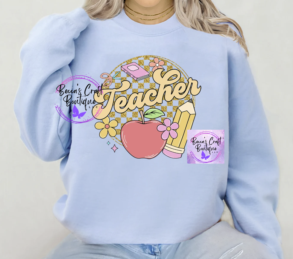 Teacher apple pencil crewneck