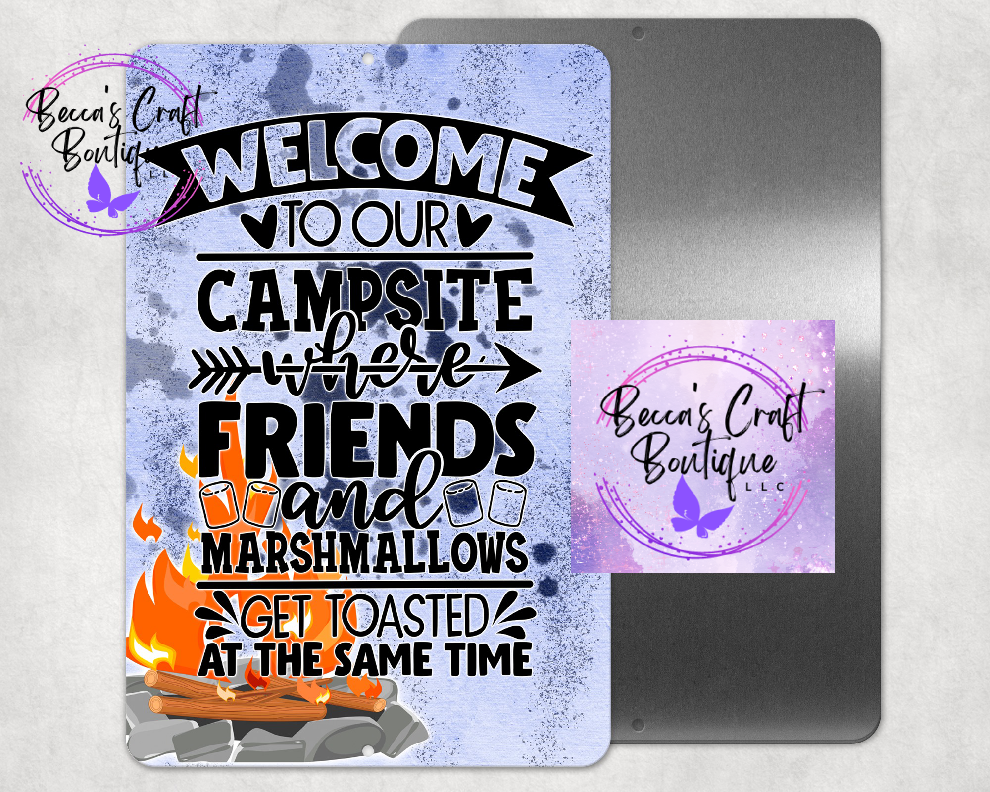 Welcome to our campsite parking sign