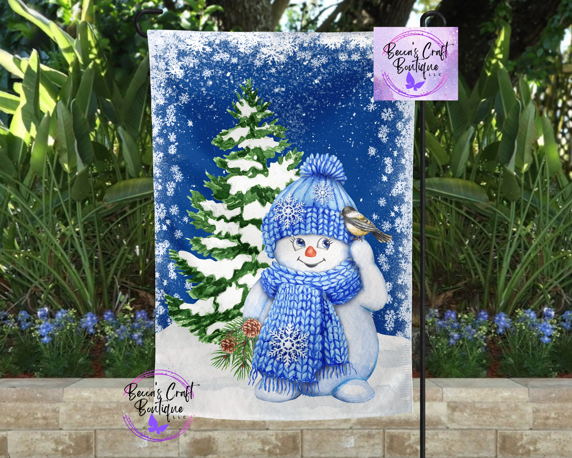 Snowman garden flag