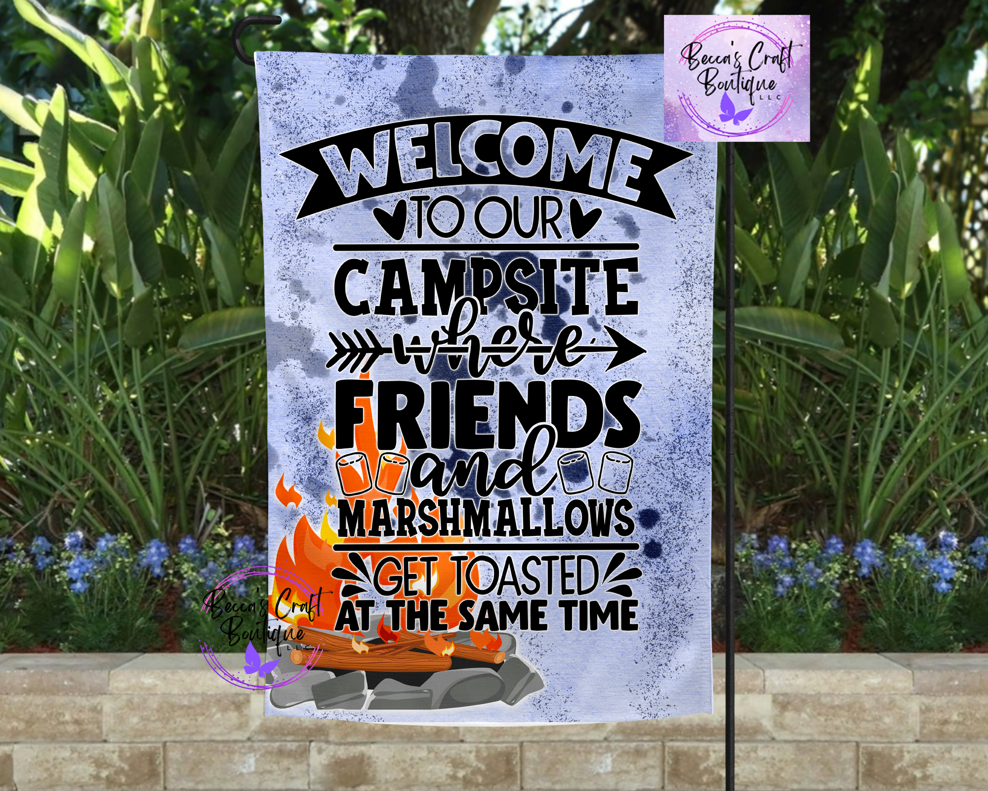 Welcome to our campsite garden flag