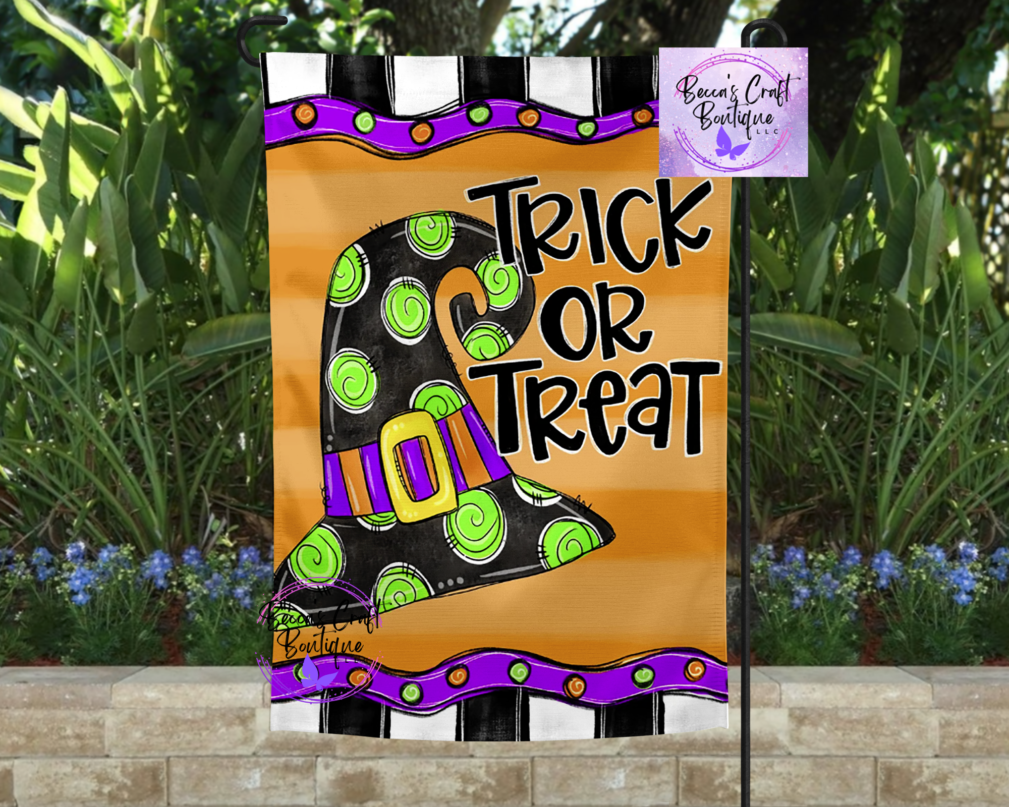 Trick or treat garden flag