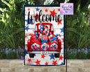 Welcome red, white & blue truck garden flag