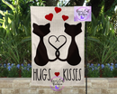 Cat heart Valentines day garden flag