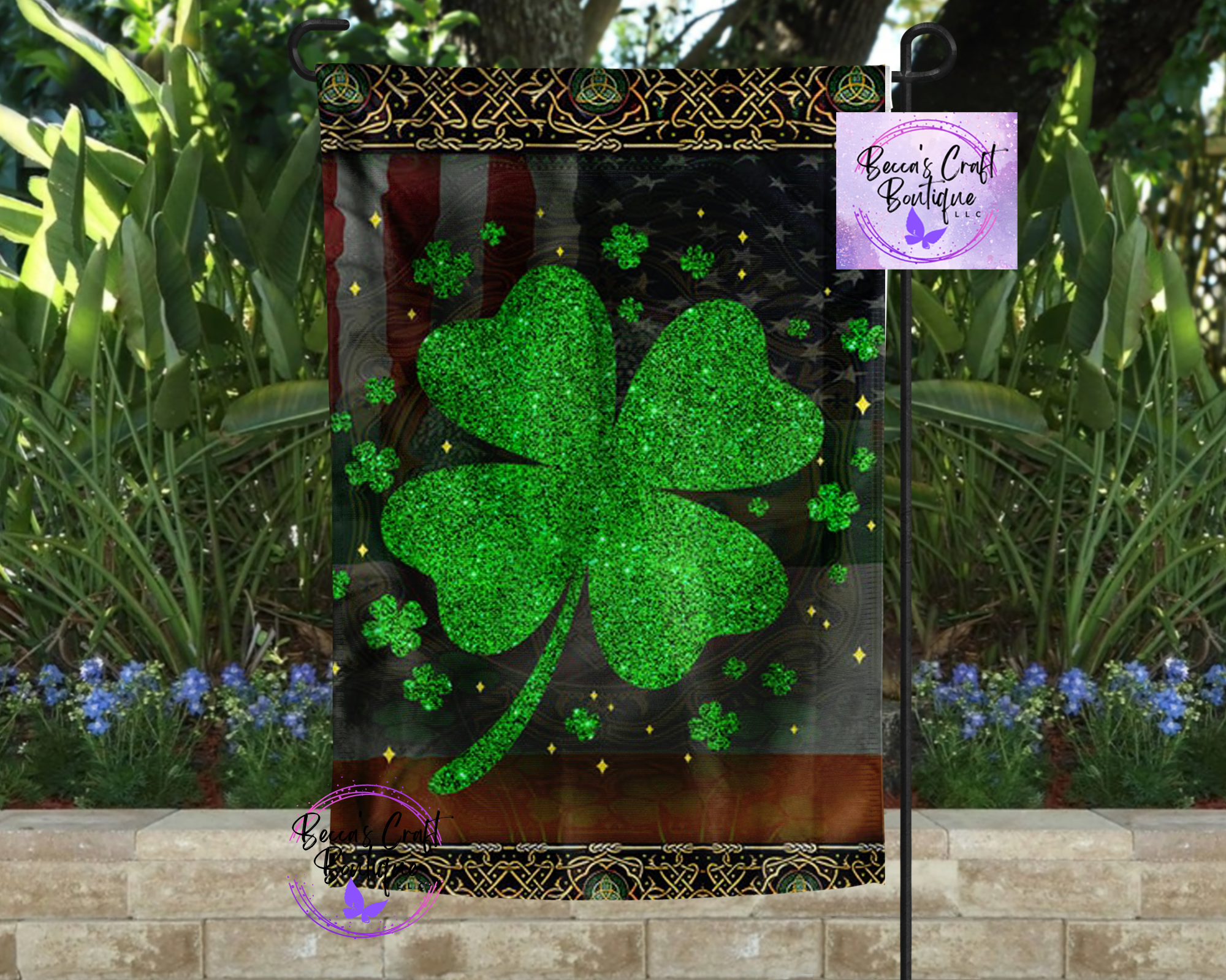 Shamrock irish st patricks day garden flag