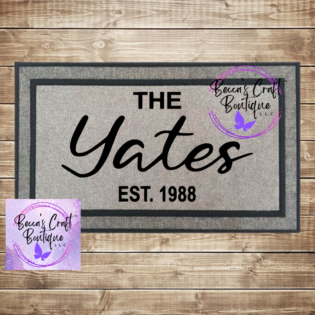 Custom family name EST year doormat