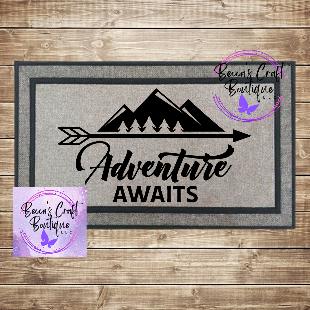 Adventure awaits door mat