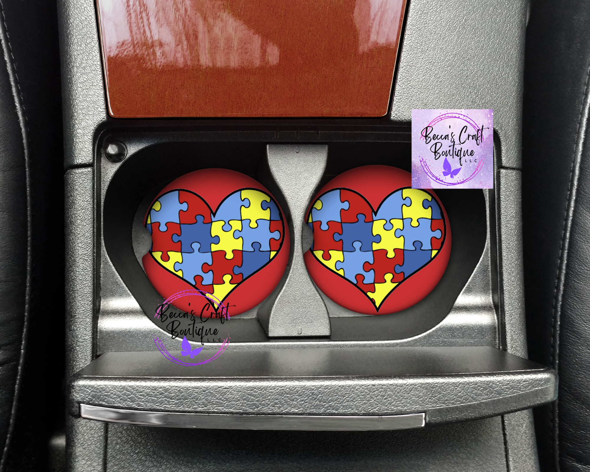 Autism Heart car coasters