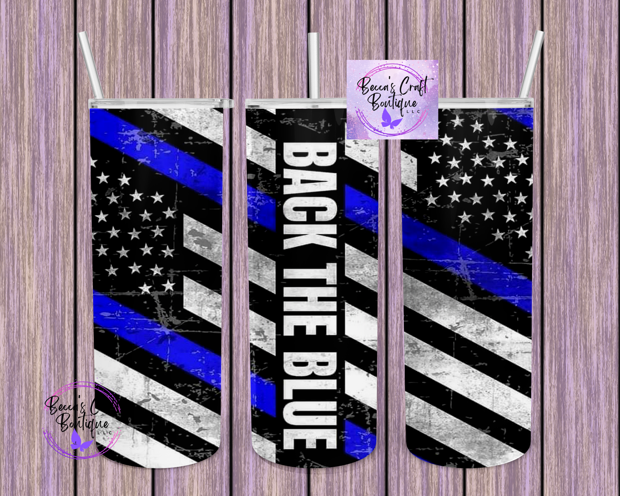 Back the blue police tumbler