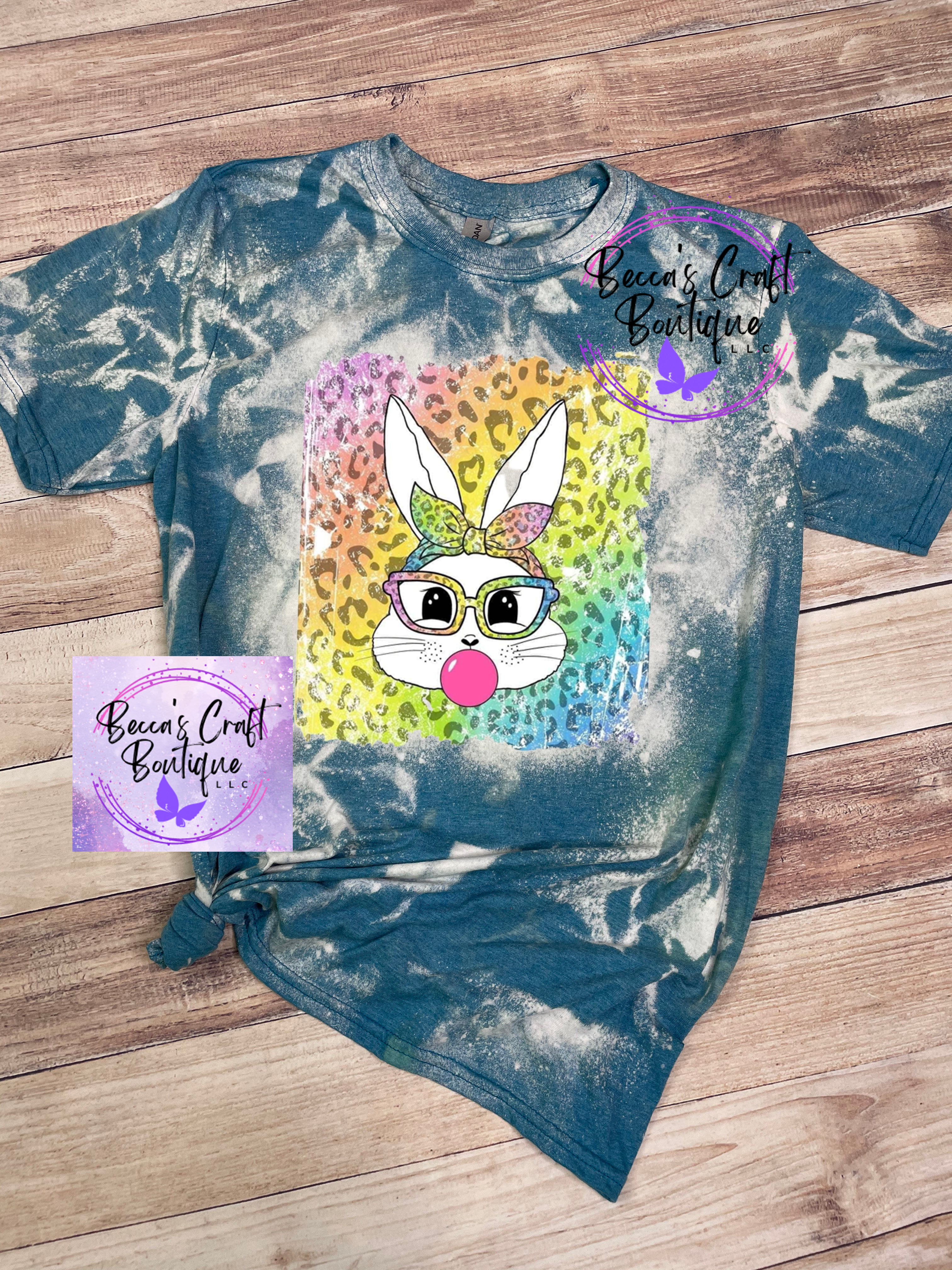 Bunny with glasses bleached T-shirt