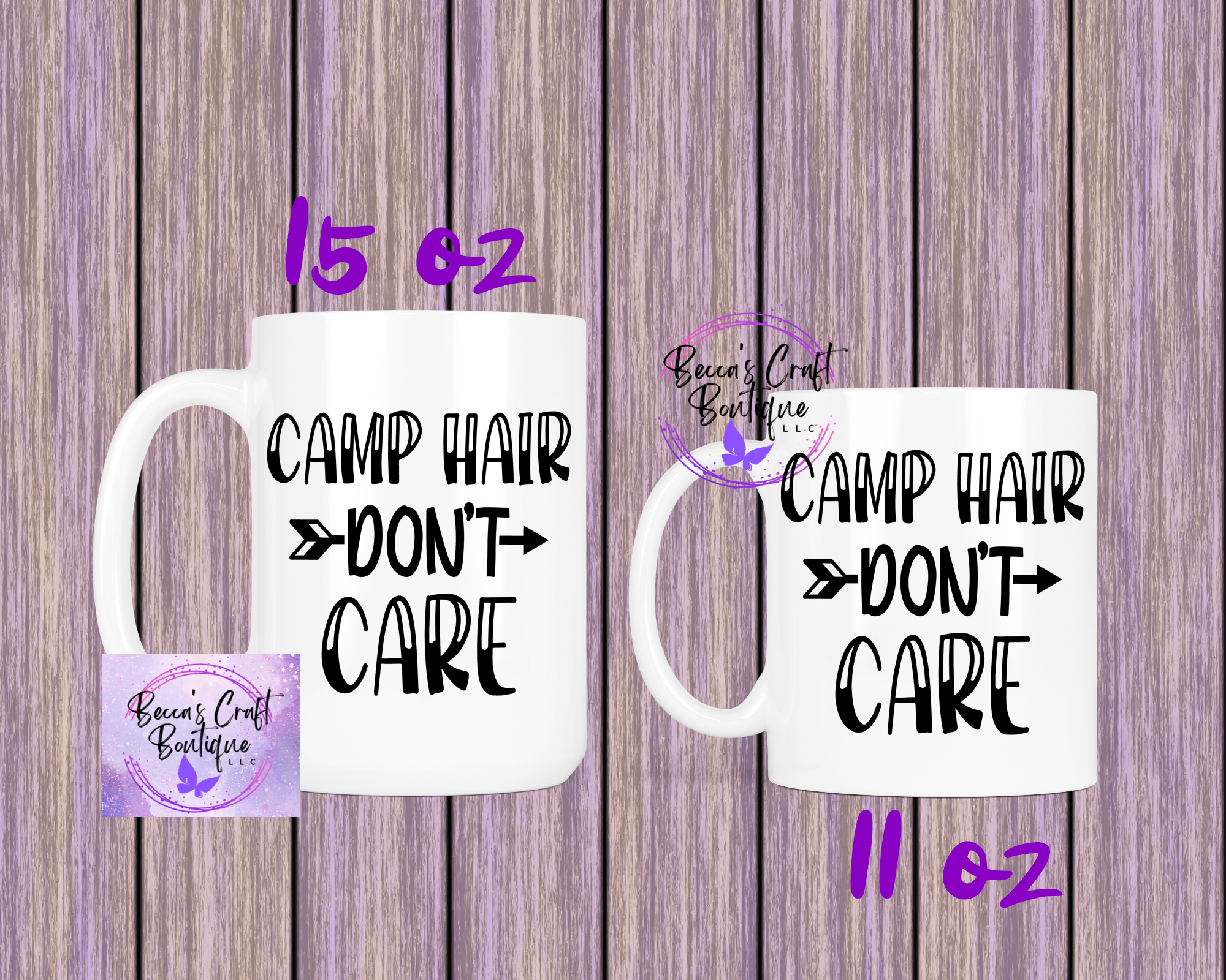 Camp hair don't care coffee cup