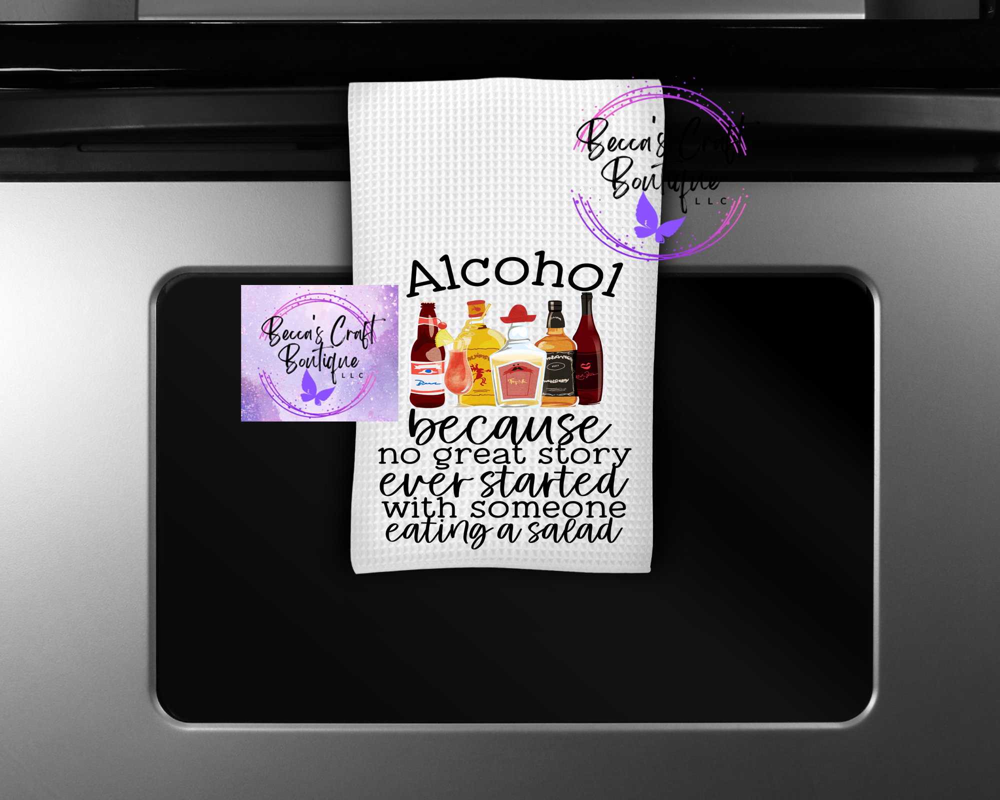 Alcohol kitchen tea towel