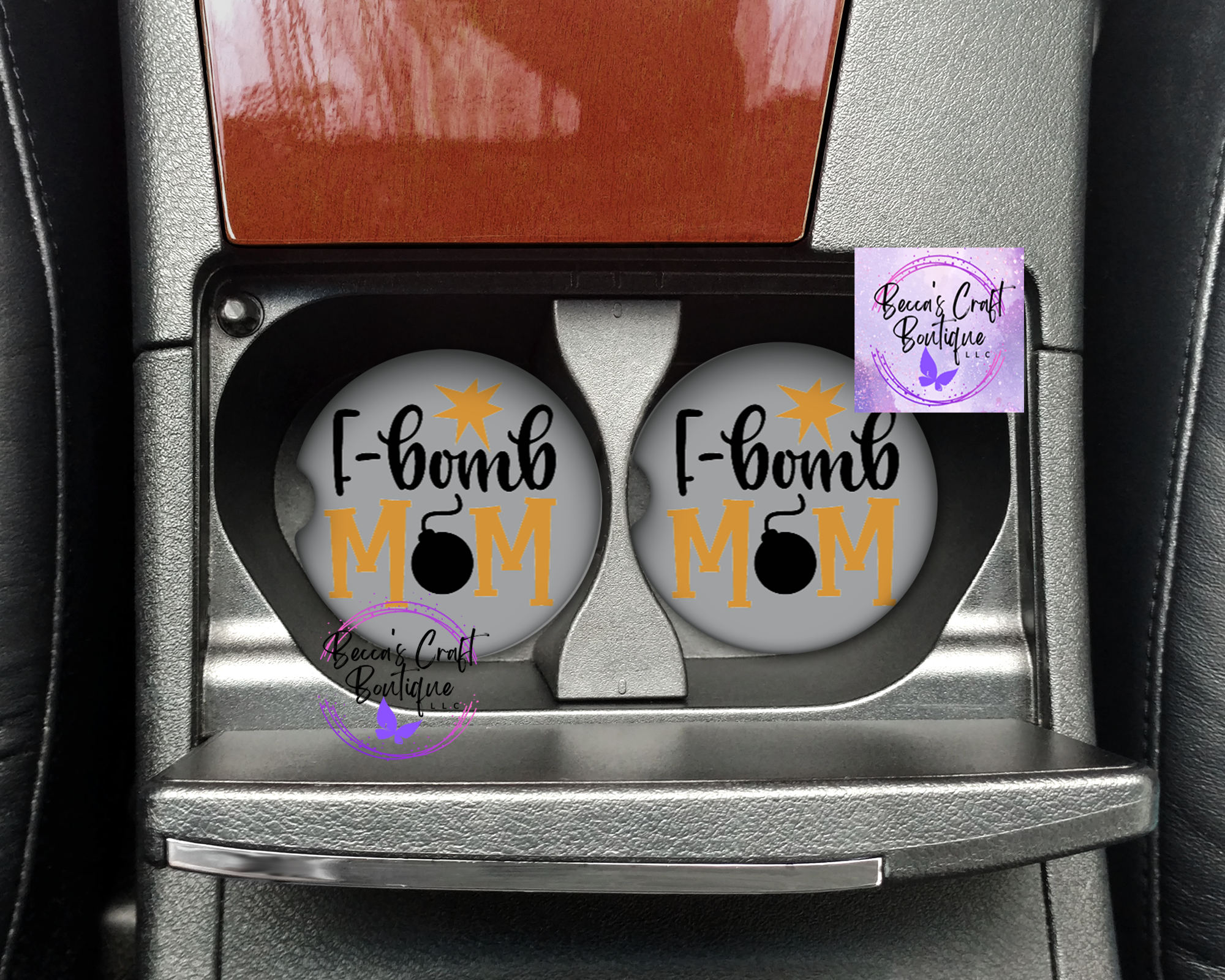 F-bomb mom car coasters