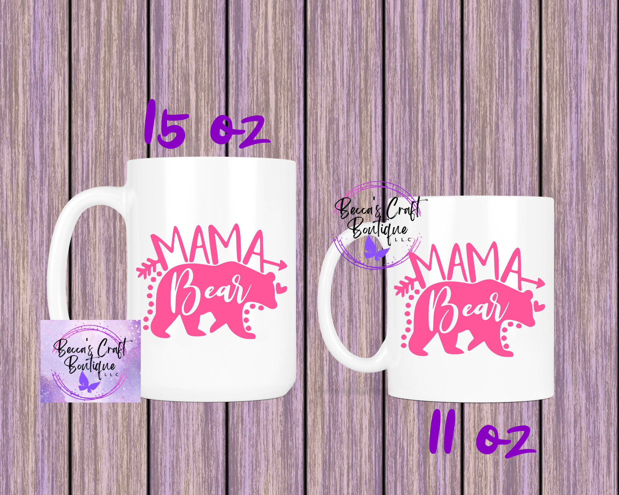 Mama bear pink coffee cup