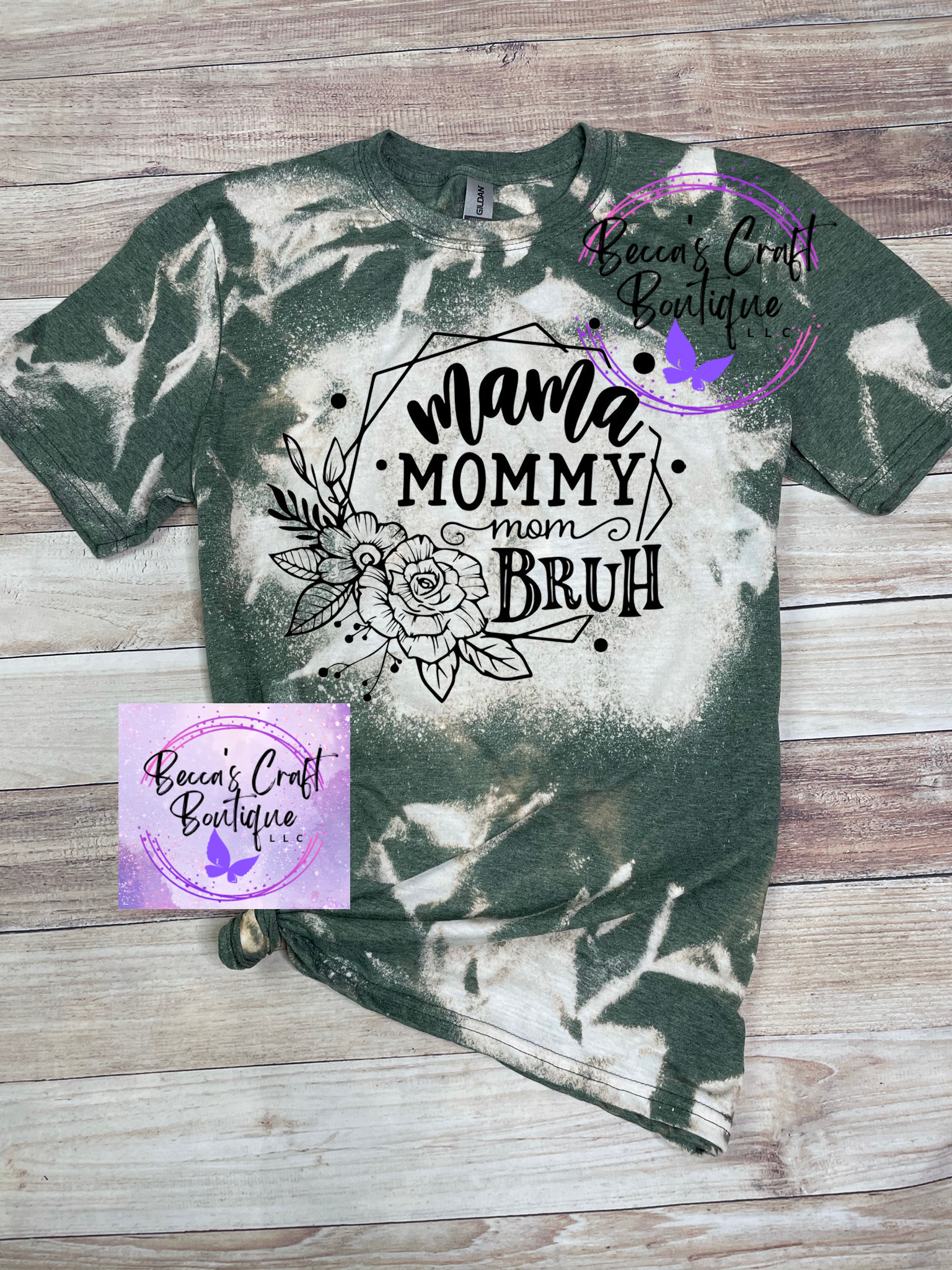 Mama mommy mom bruh bleached t-shirt