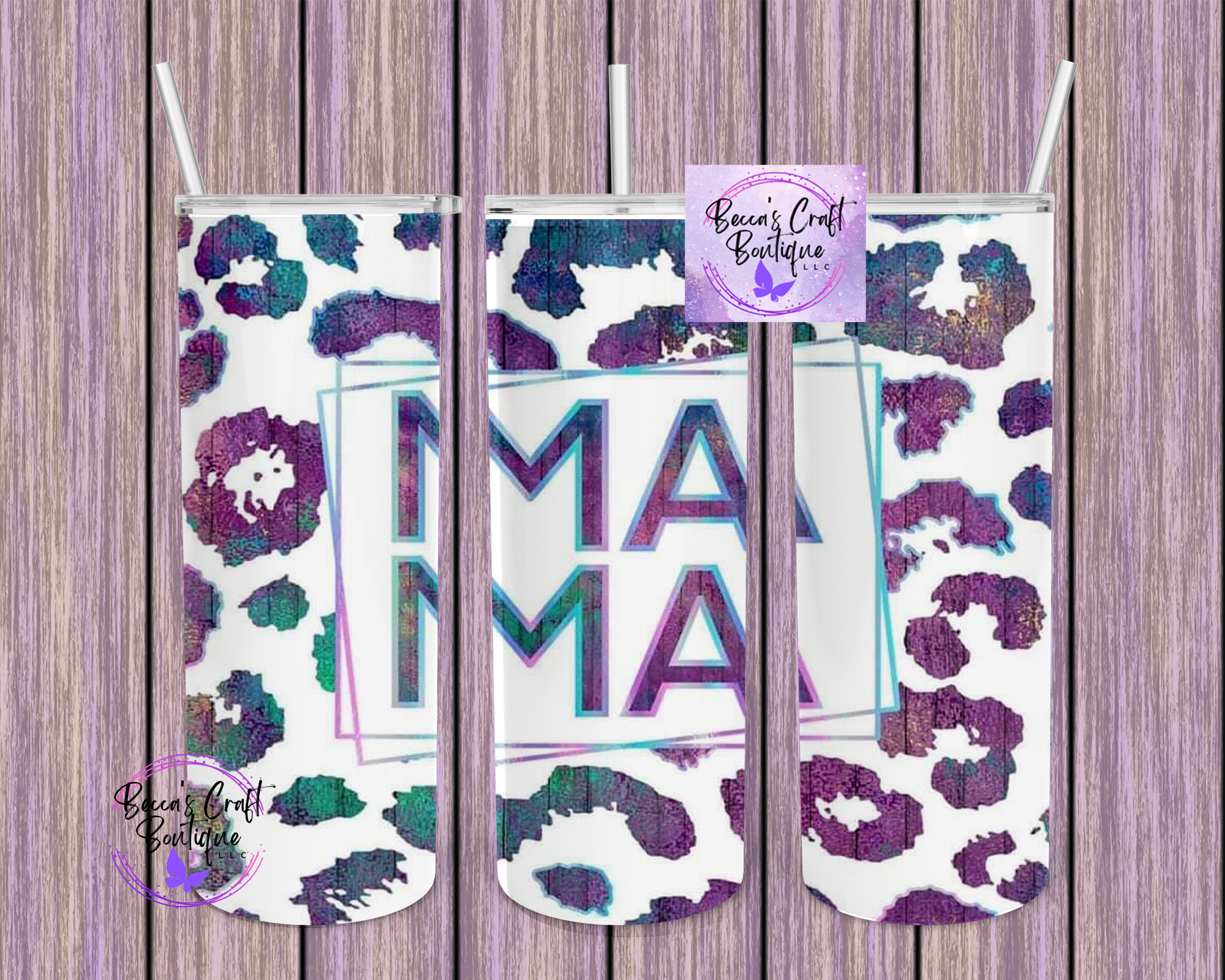 MAMA leopard white tumbler