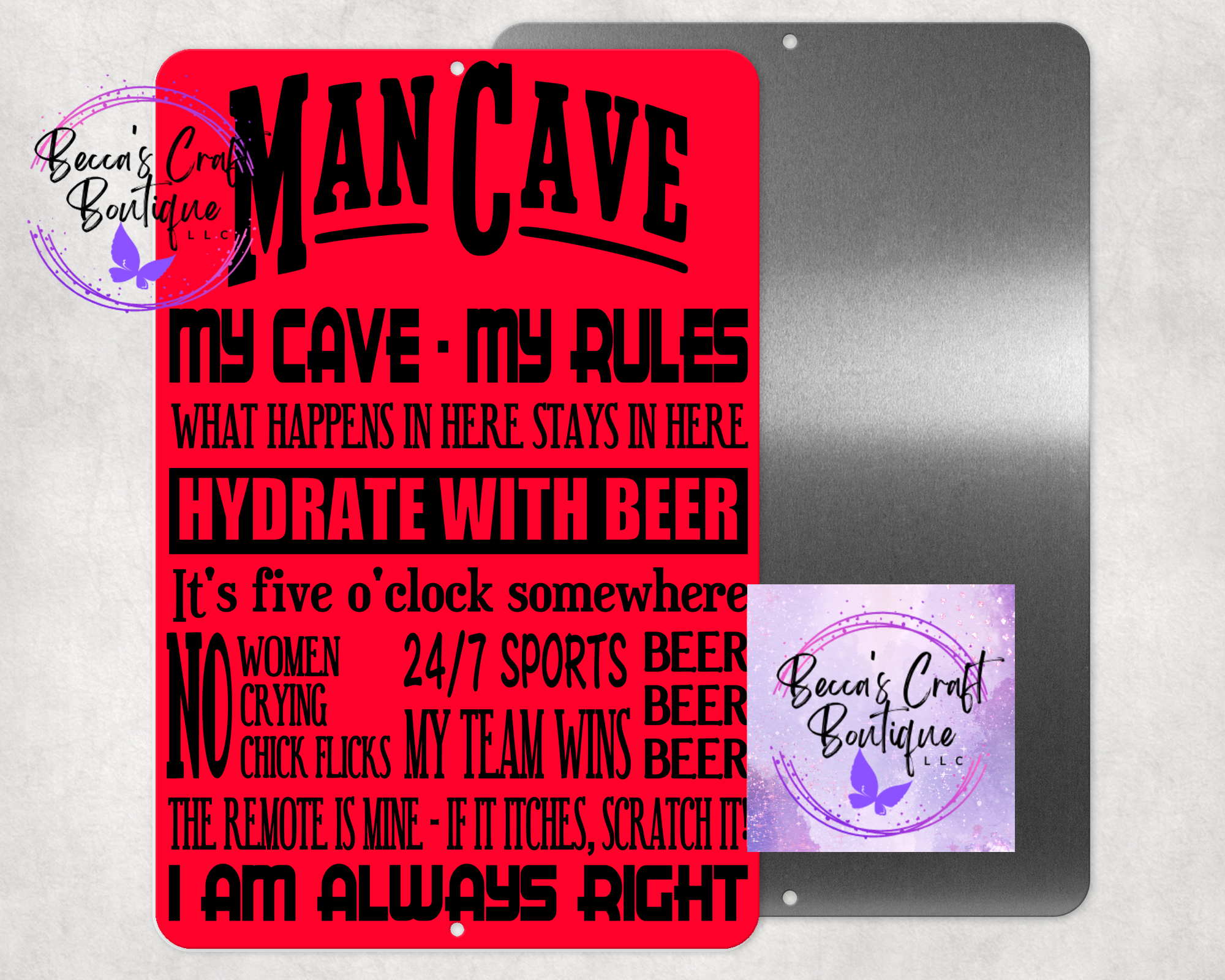 Man cave parking sign