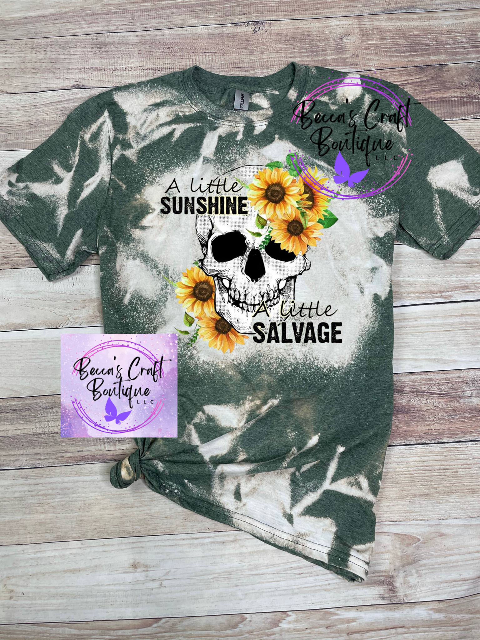 A little sunshine a little savage bleached T-shirt