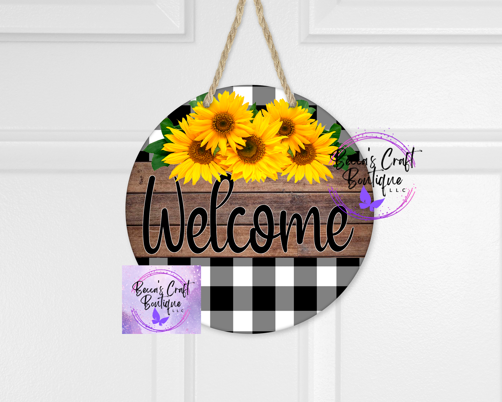 Welcome sunflower door hanger